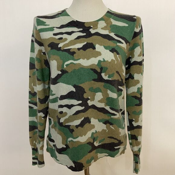 J.Crew Women's Sweater Large 100% Cashmere Camouflage Green Gray - Picture 1 of 10